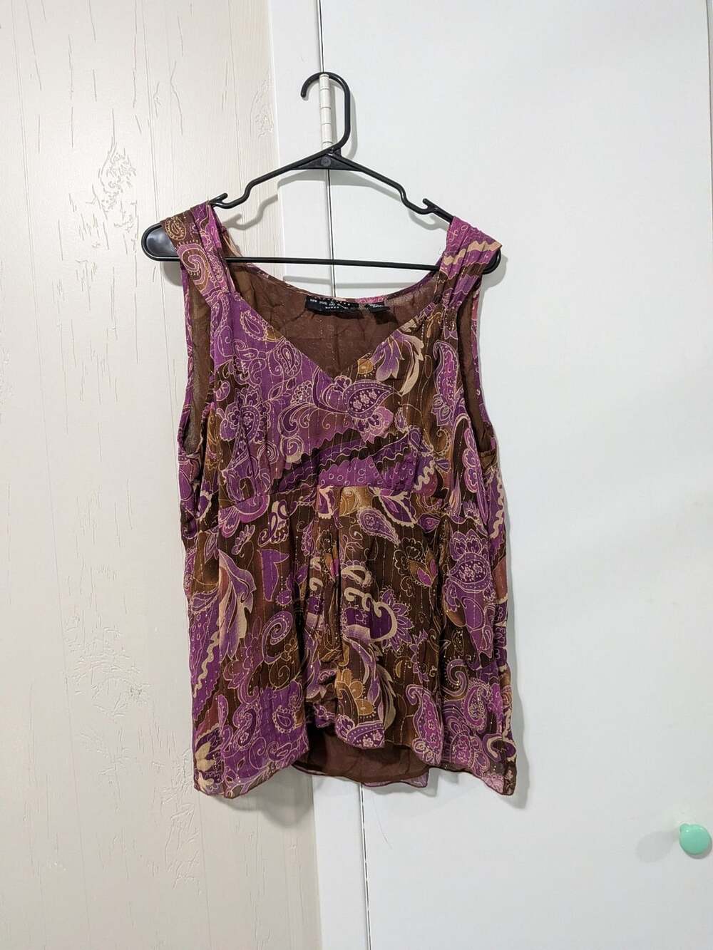 New York City Design Co. Separates Tank Top Size 1X Brown Purple Paisley